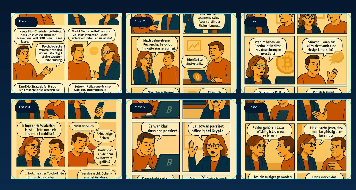 Comicreise Krypto-Investing in sechs Phasen