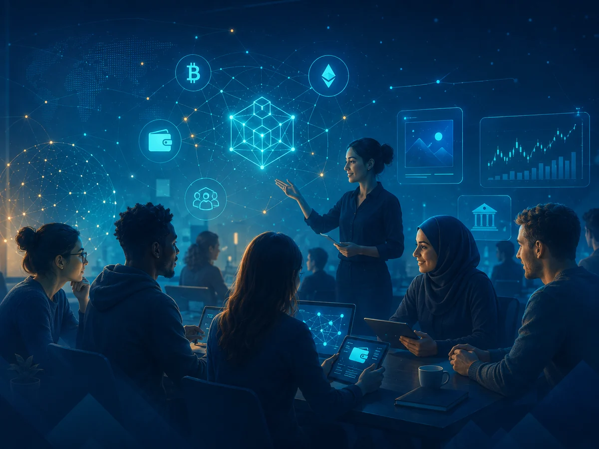 Menschen in einem digitalen Bildungs- und Praxisformat